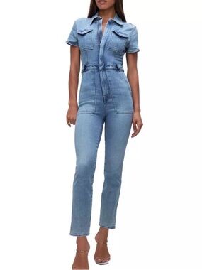 Good American Light Blue Denim Jumpsuit